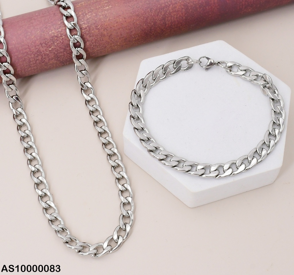 SET PLATEADO CADENA/PULSERA S/PLACA S9889 2.0NK