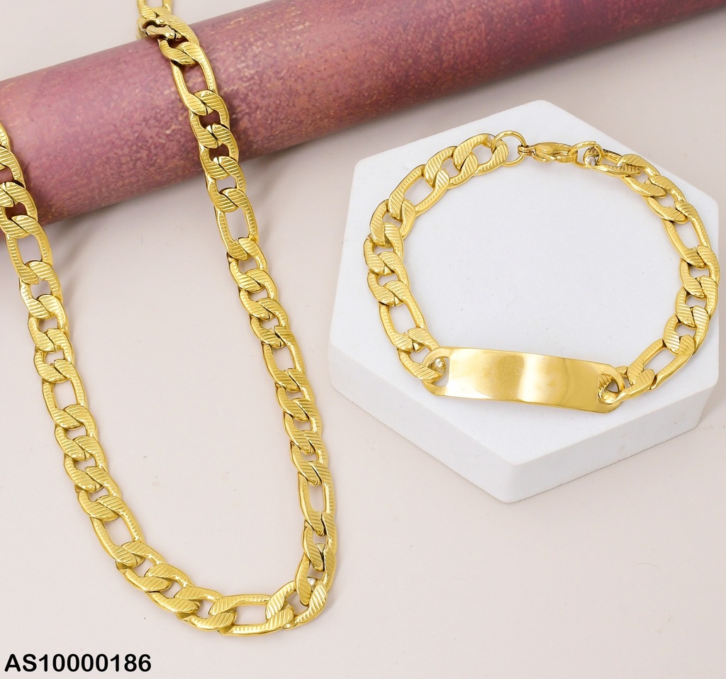 SET CADENA/PULSERA A RAYAS C/PLACA 2.3NK P5021 ESLB.3EN1