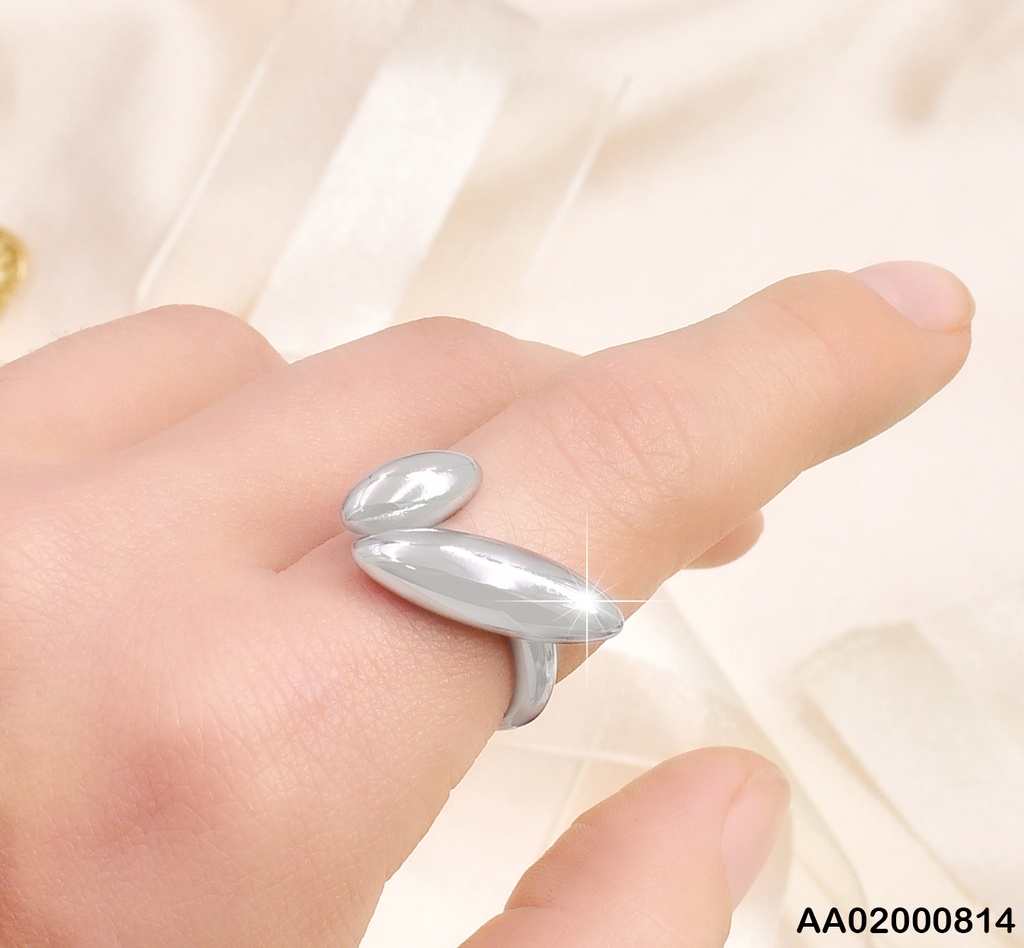 ANILLO PLAT. AJUSTABLE"V"OVALOS INFLADOS RA164-45