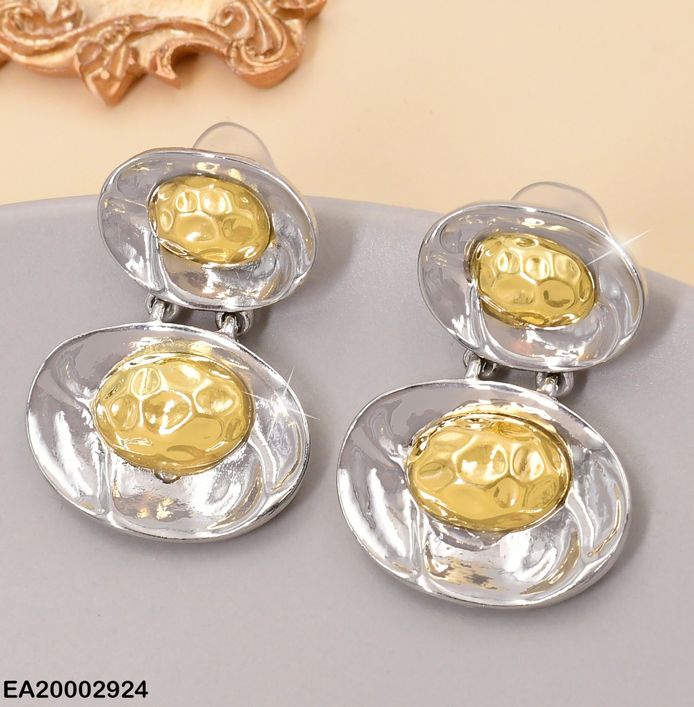 ARETES 2 OVALOS PLAT/CENTRO OVALO DOR CORRUGADO EE909-130 (NPE2025)