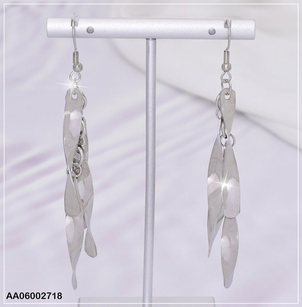 ARETES PLAT. 4 PLACAS TORNEADAS COLGANTES EA665-45