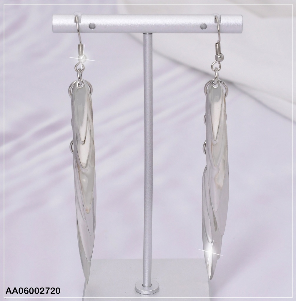 ARETES PLAT. 4 PLACAS LANZAS COLGANTES EA661-43