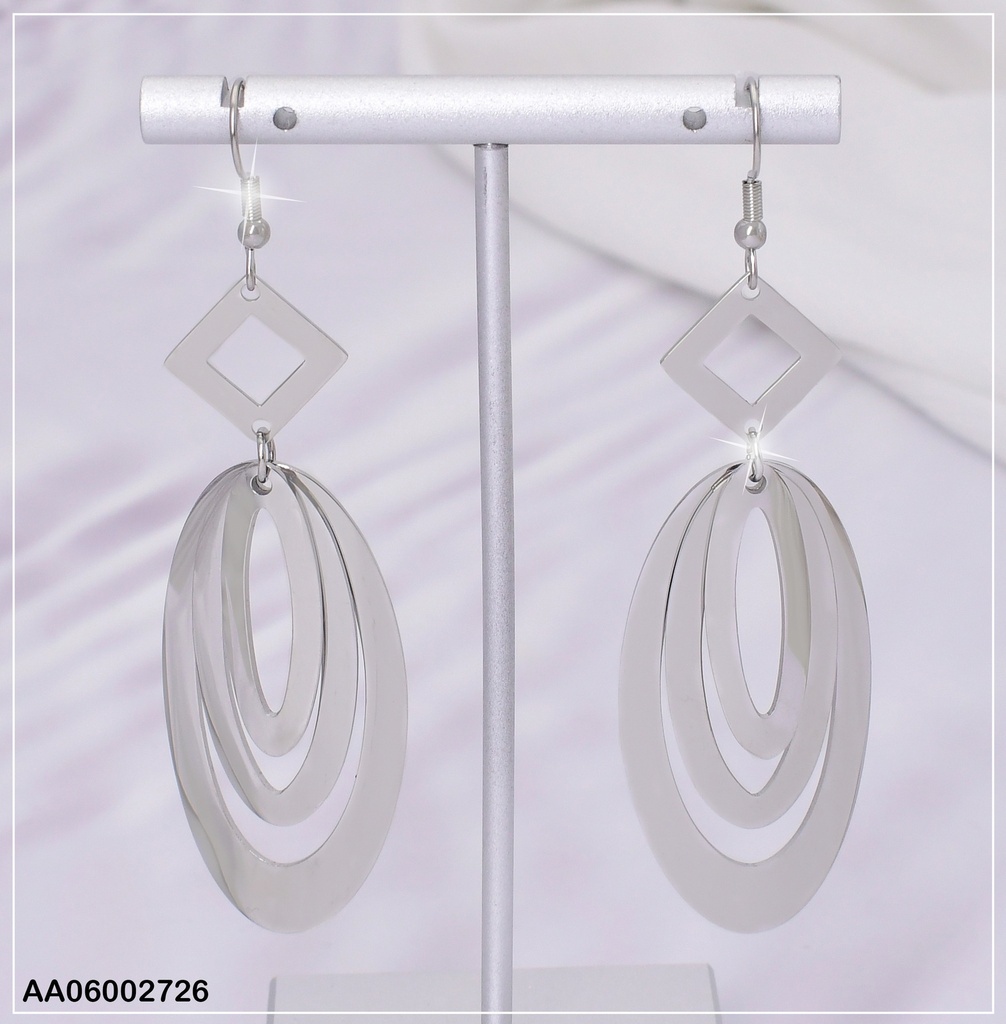 ARETES PLAT.LARGOS CROQUIS ROMBO/3 OVALOS EA675-45