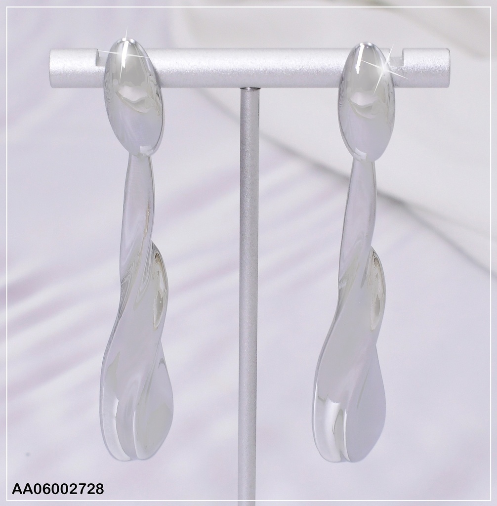 ARETES PLAT. LARGOS OVALO COLGANTE TORNEADO EA687-45