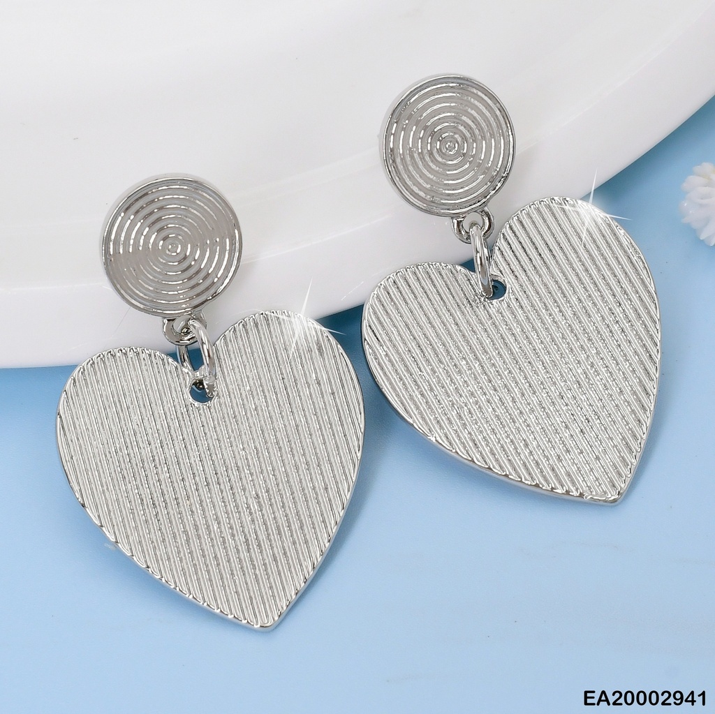 ARETES PLAT ESPIRAL/ CORAZON RAYADO COLGANTE EE860-9
