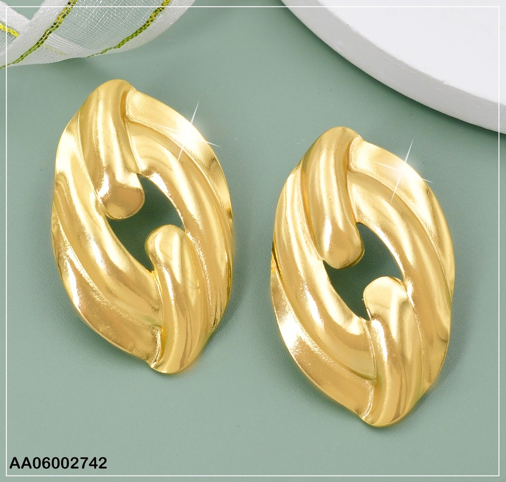 ARETES DOR FORMA OVALADA  LÍNEAS GRAB.ANCHAS  ESPIRAL EA759-270
