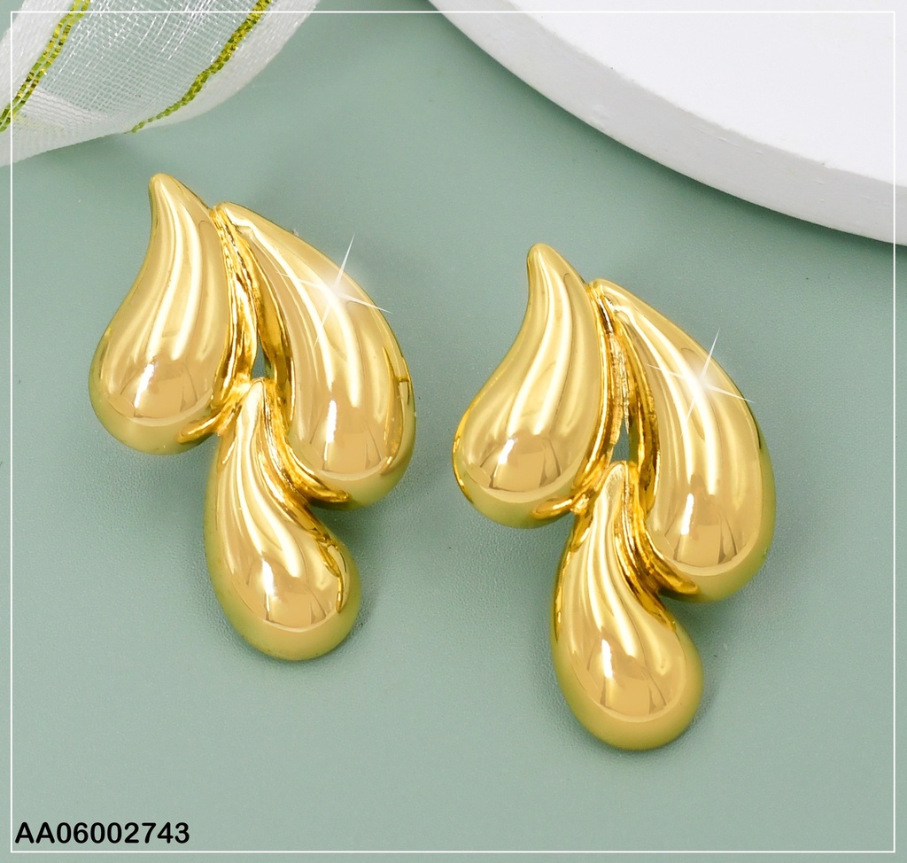 ARETES DOR. 3 GOTAS LISAS EA778-1
