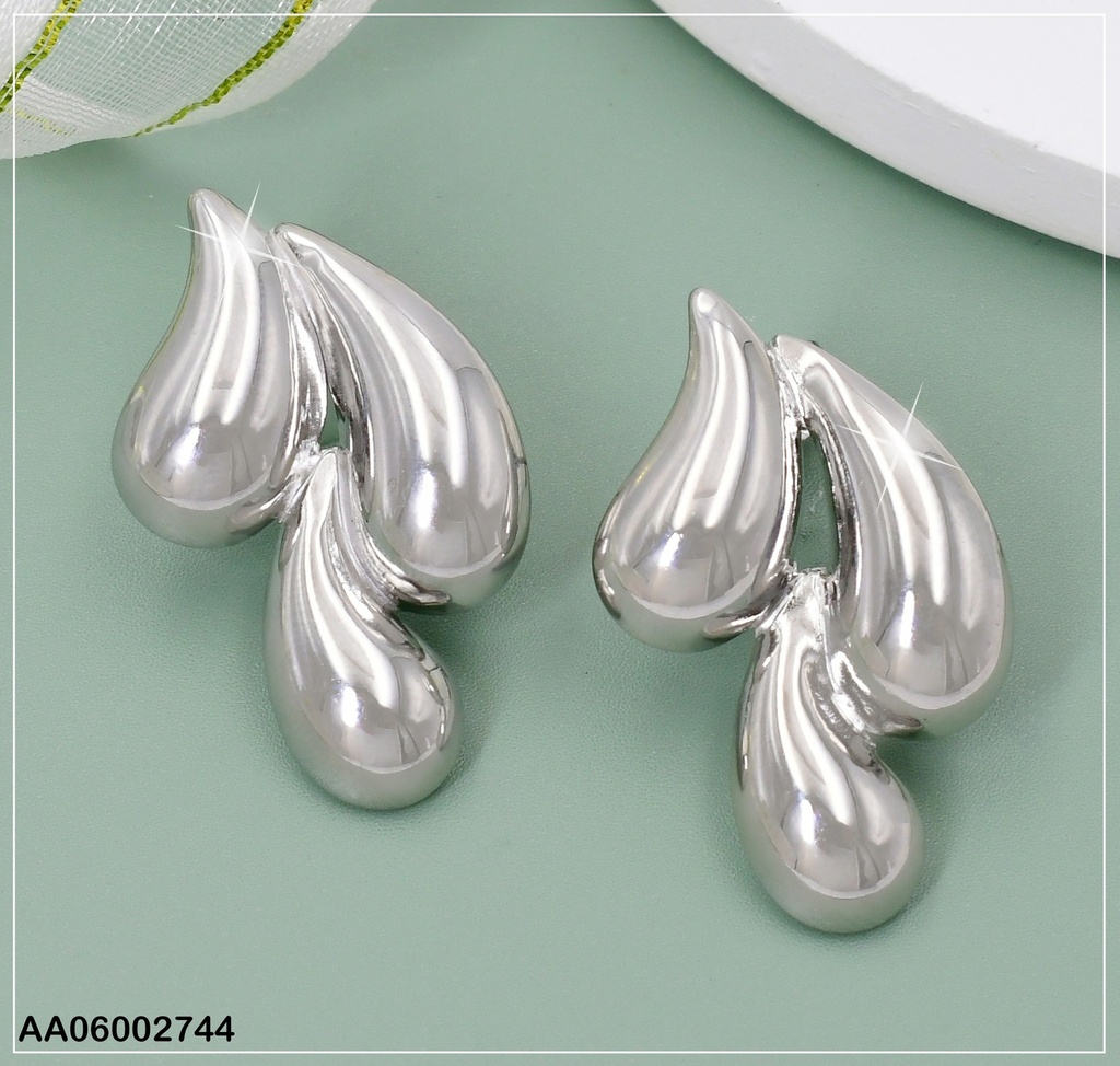 ARETES PLAT. 3 GOTAS LISAS EA779-1