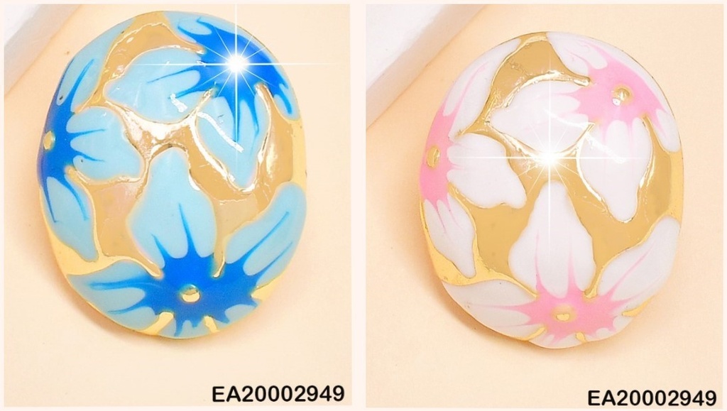 ARETES ESMALTADOS OVALADOS 3FLORES CENTRO DOR. EE505-9
