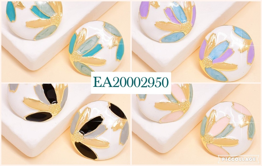 ARETES RD ESMALTADOS 2 MEDIA FLOR COL SURT. EE508-9