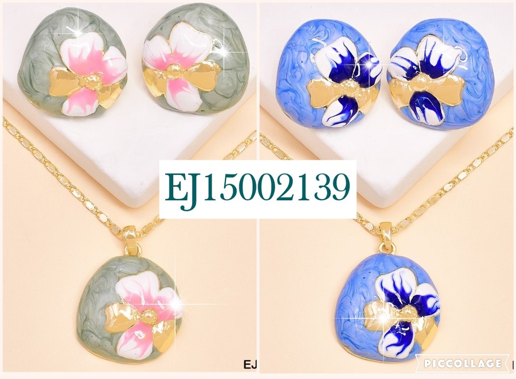 JUEGO ESMALTADO RD 1 FLOR 5 PETALOS SE469-9