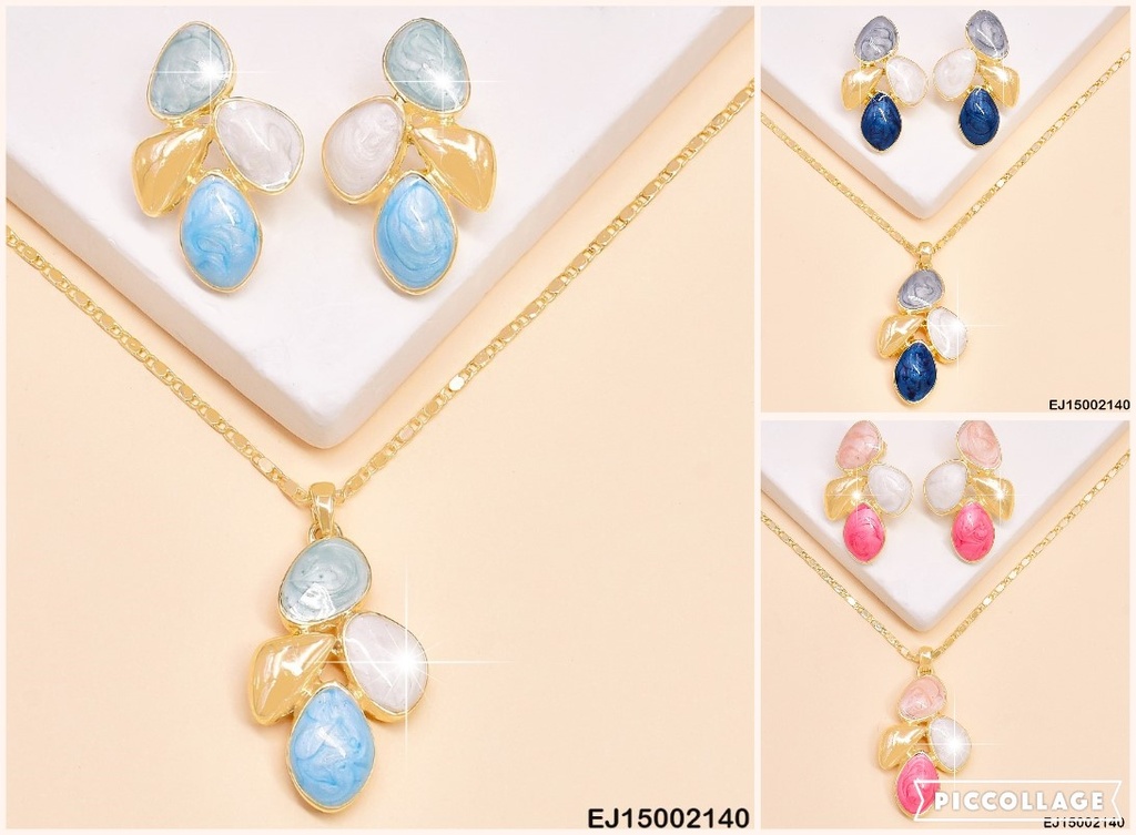 JUEGO ESMALTADO 4 PIEDRAS TRIANGULARES/OV. COL SURT. SE480-9