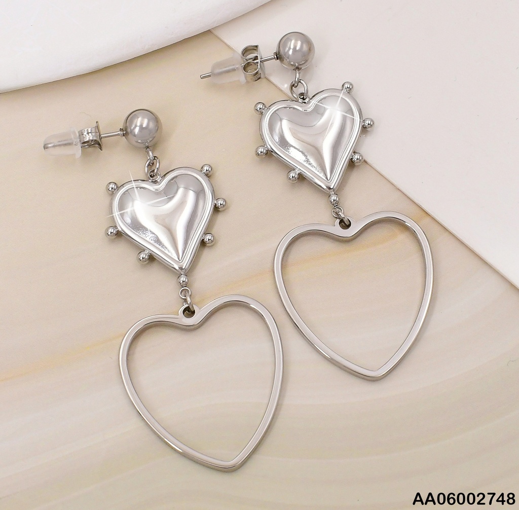 ARETES PLAT. PELOTA/CORAZON/CROQUI CORAZON EA715-45