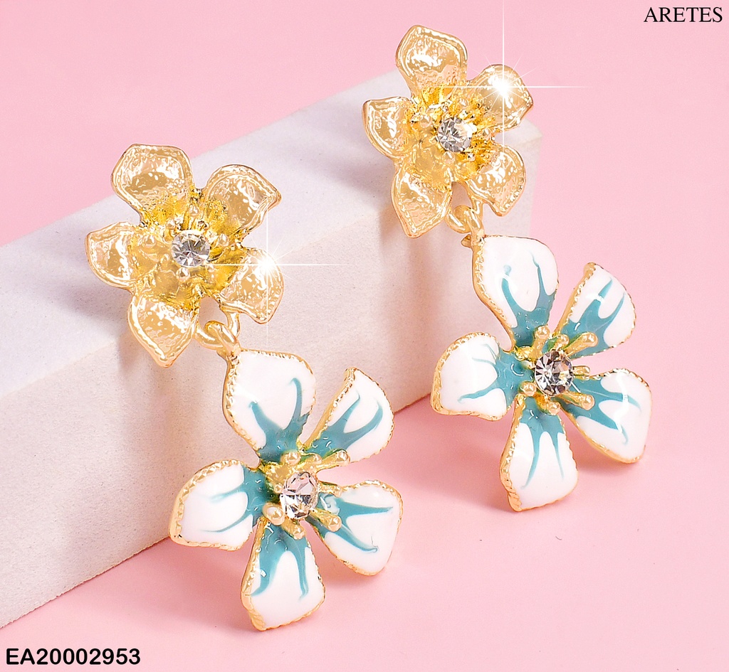 ARETES 2 FLOR VERTICAL DORADA/COL.SURTIDOS EE506-9