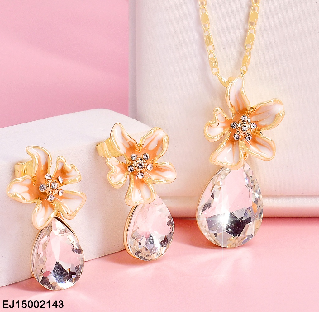 JUEGO FLOR GOTA ZIRCONIA COLGANTE COL.SURT.SE475-9