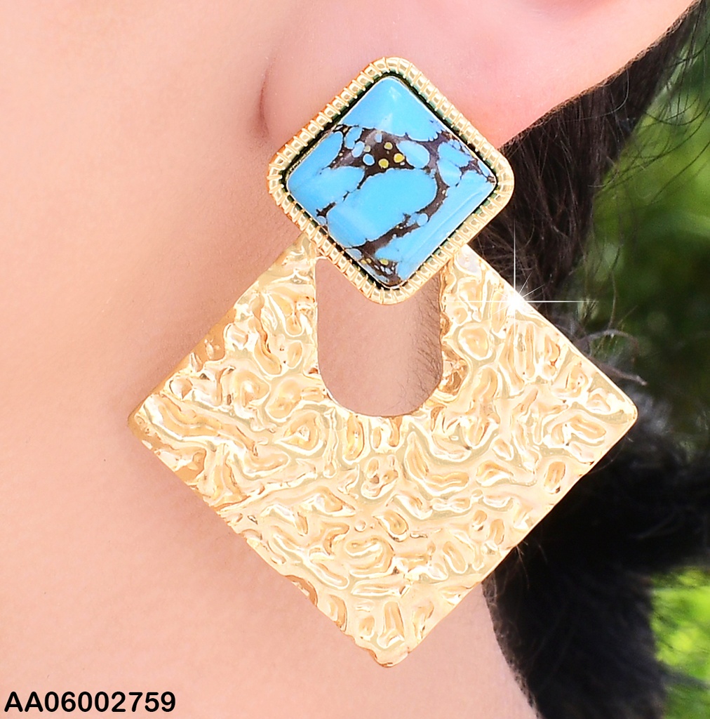 ARETES ROMBO PIEDRA NAT. / ROMBO CORRUGADO COLGANTE EA690-45