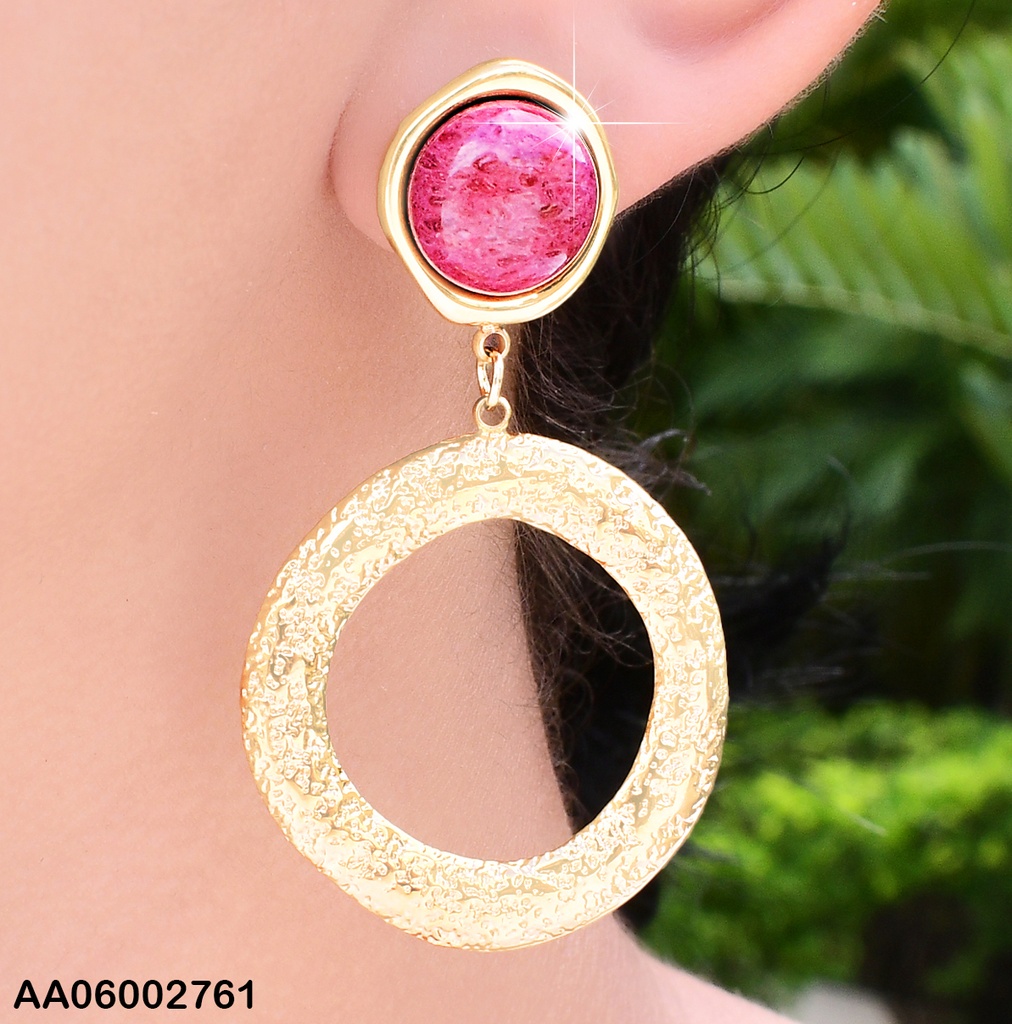ARETES PIEDRA RD ROSA PALISANDRO /CROQUI CIRCULO COLGANTE EA692-45