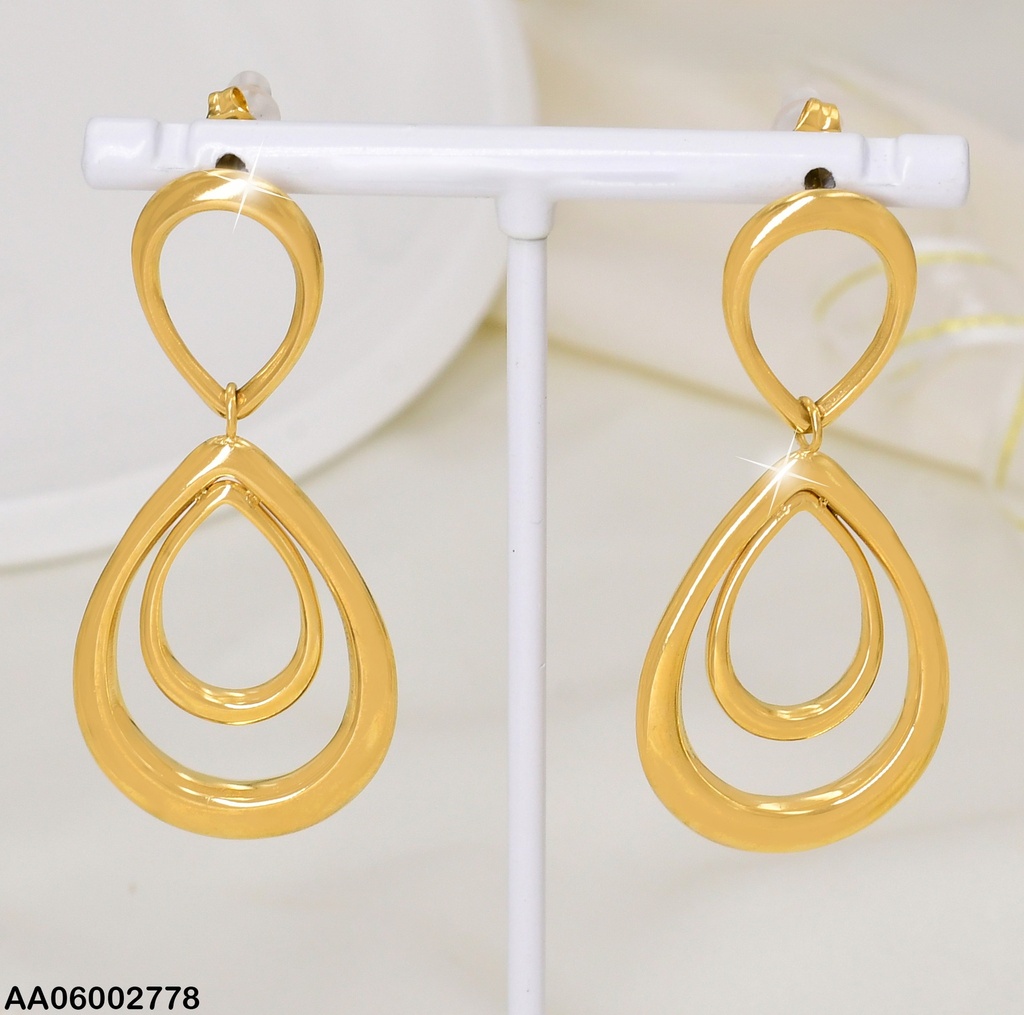 ARETE DOR GOTA INVERTIDA / DOBLE CROQUI GOTA COLGANTE EA678-45