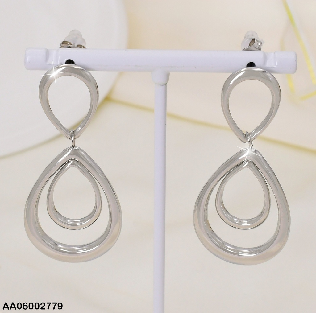 ARETE PLAT GOTA INVERTIDA / DOBLE CROQUI GOTA COLGANTE EA679-45