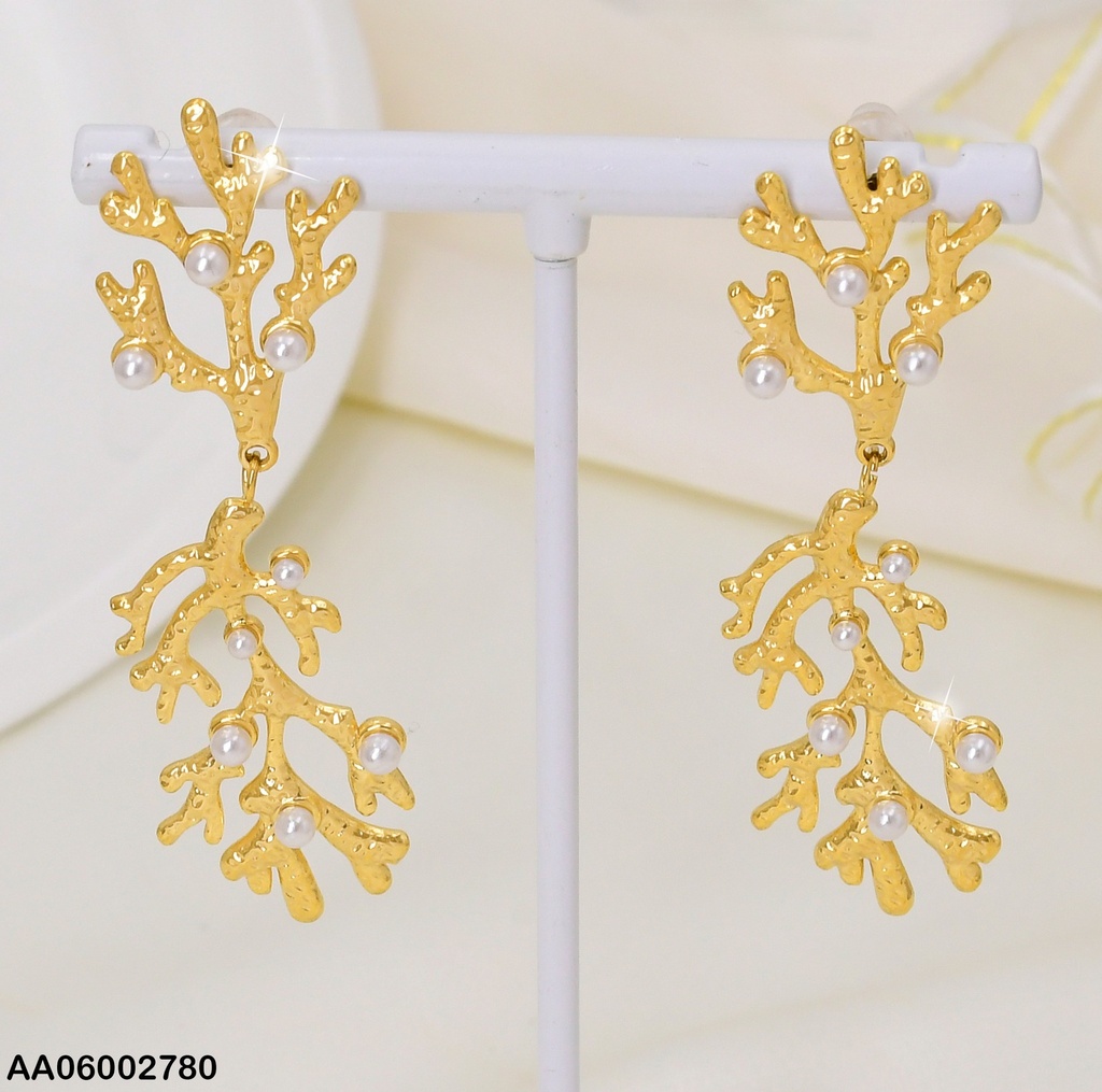 ARETE DOR RAMA/ RAMA COLGANTE INVERTIDA CON PERLITAS EA688-45