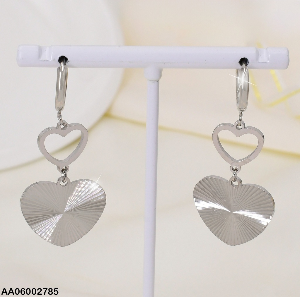 HUGGIE PLAT. RD CROQUI CORAZON/ CORAZON RAYADO COLGANTE EA699-45