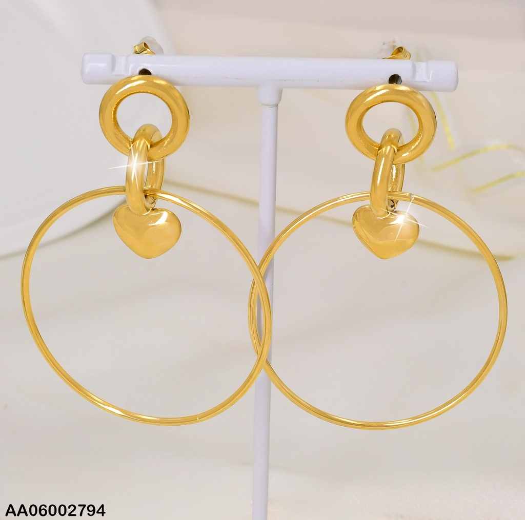ARETES 2 CIRC. ENTRELAZADOS/ CIRC.GRANDE/CORAZON COLGANTE EA720-45