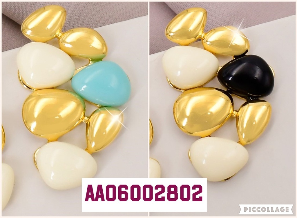ARETES DOR 7 PIEDRAS FORMA IRREGULAR COL SURT. EA738-45