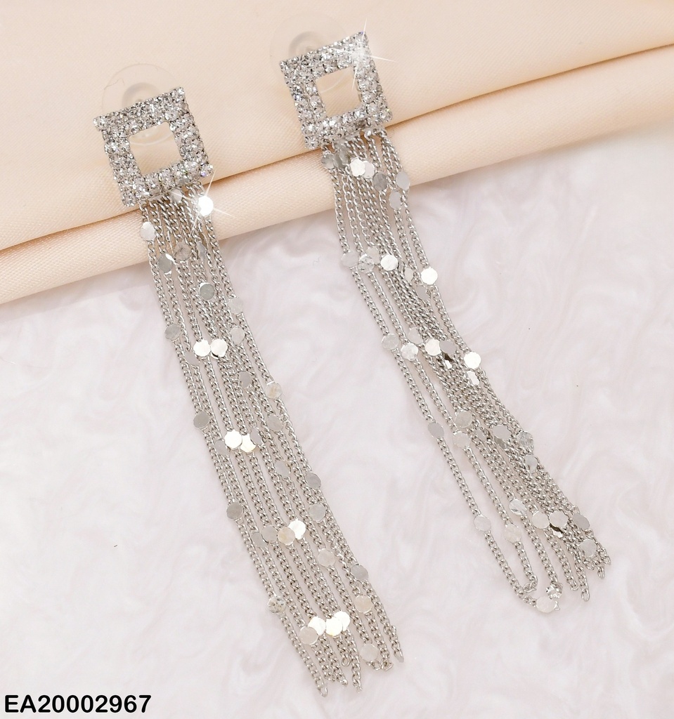 ARETES PLAT CUADRO ZIRC/ CADENAS COLGANTES EE1789-297