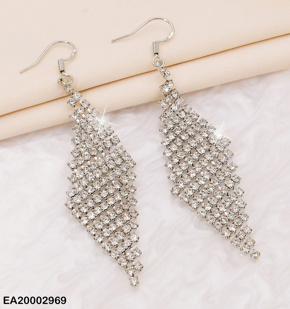 ARETES PLAT ZIRC/ ROMBO ZIRC ESTILO LLUVIA CIERRE GANCHO EE1777-297