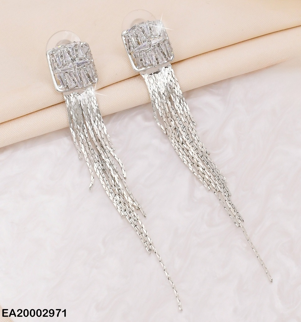 ARETES PLAT CUADRO ZIRC/ CADENA TORNEADA COLGANTE EE1783-297