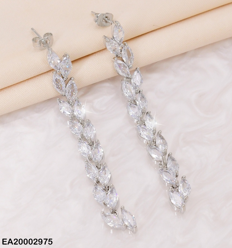 ARETES PLAT  COLGANTES HOJAS ZIRC CRISTAL EE1771-296