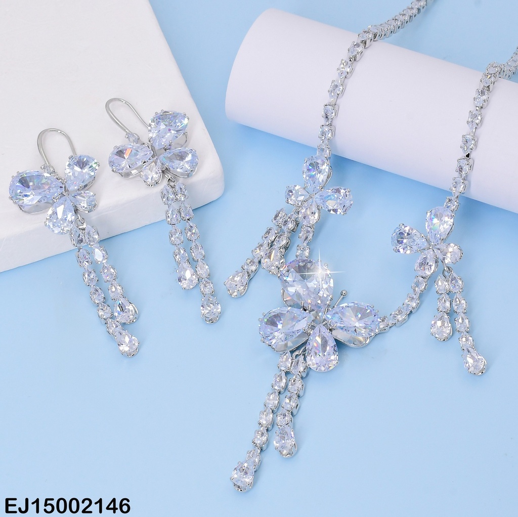 JUEGO PLAT. ZIRCONIAS CUADRO MARIPOSAS SE679-299