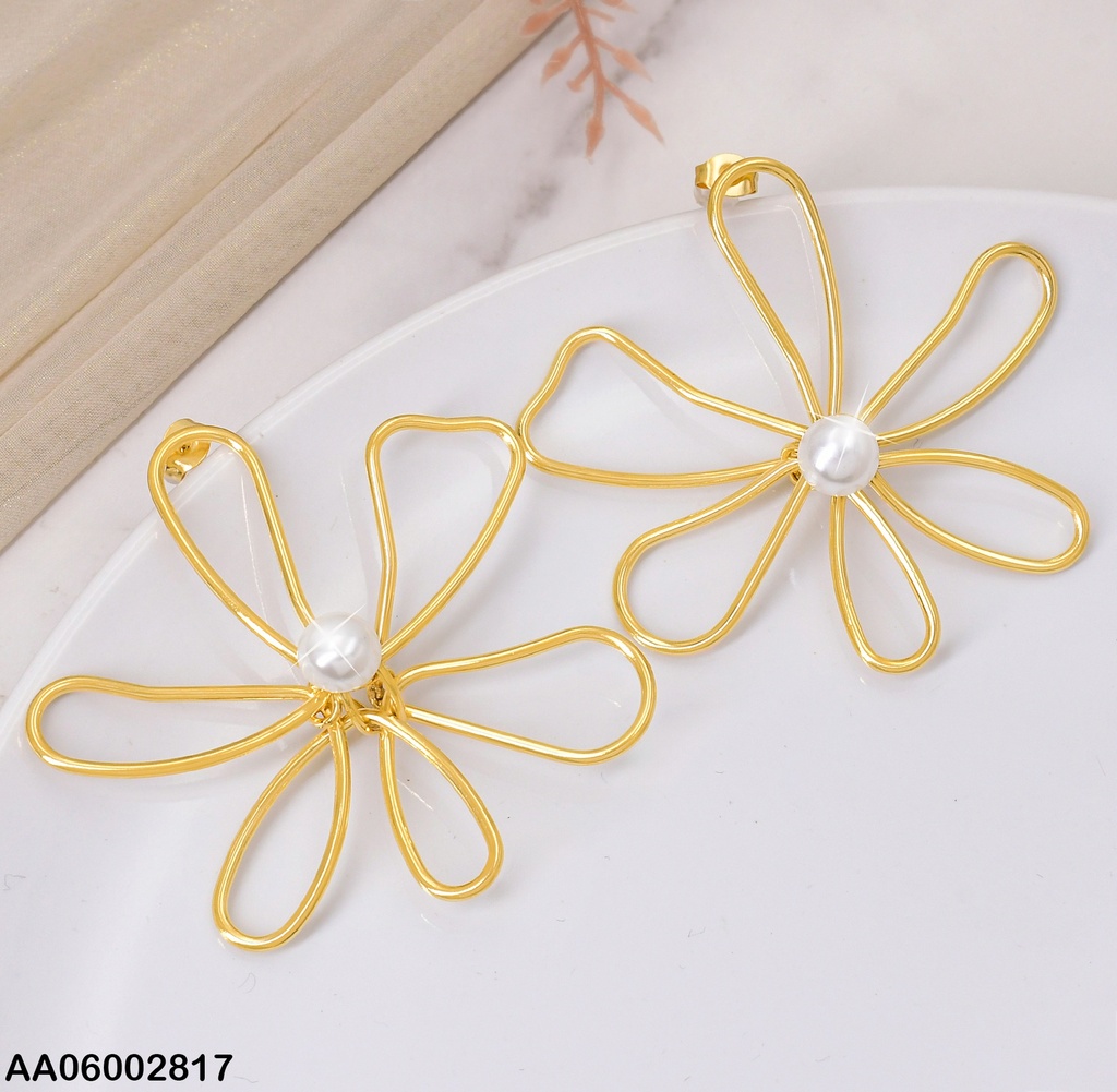 ARETES CROQUI FLOR GR. PERLA AL CENTRO EA908-45