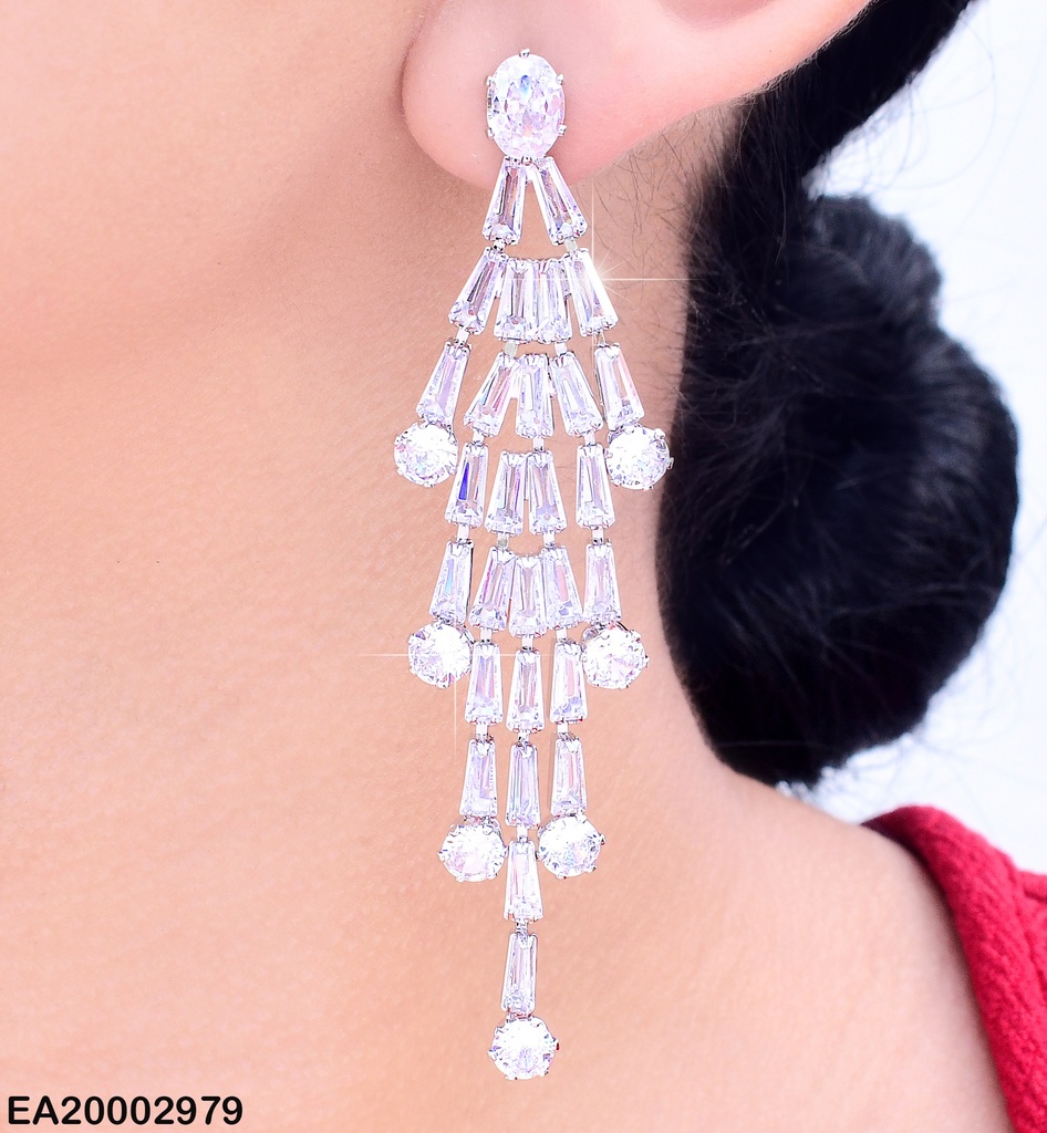 ARETES PLAT. ZIRCONIAS EN CASCADA EE1142-132