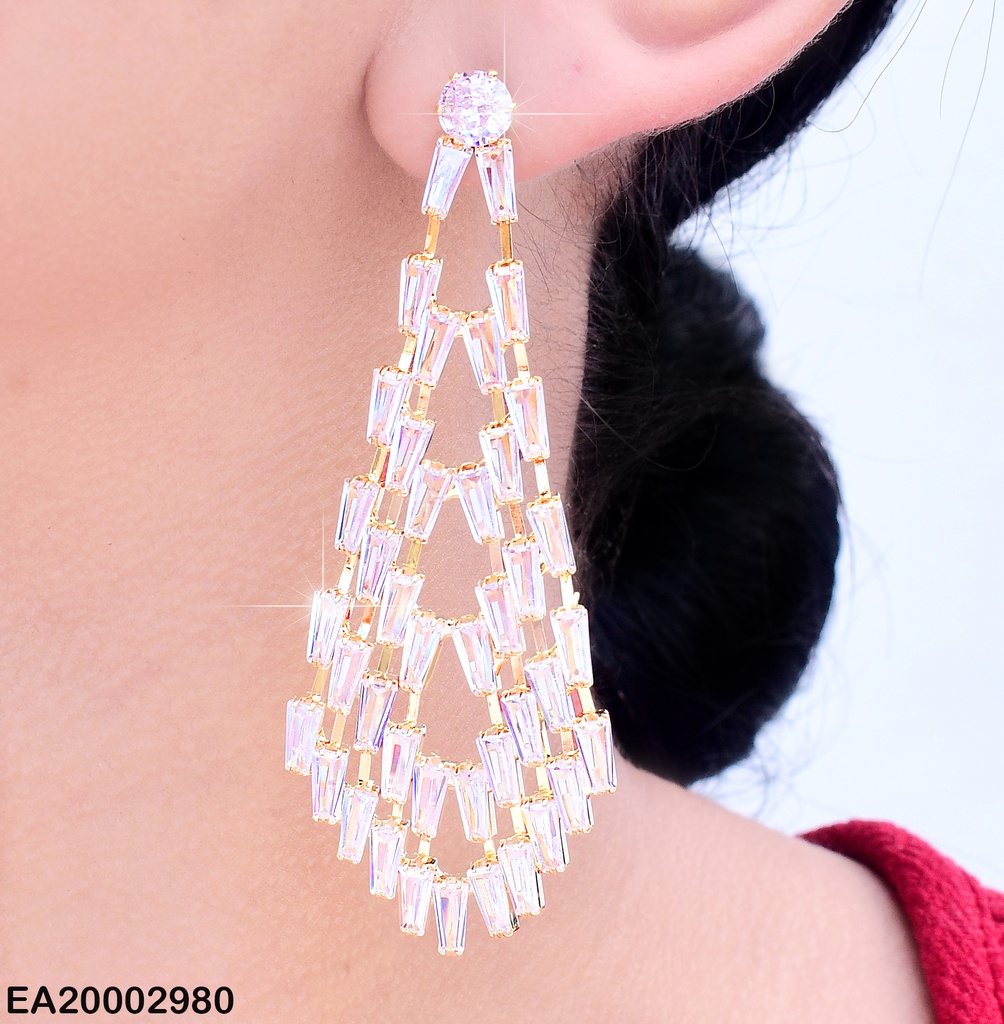 ARETES LARGOS GOTA DE ZIRCONIAS RECT.EE1117-132