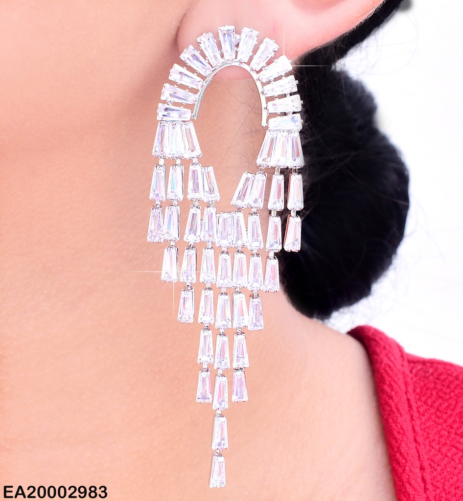 ARETES PLAT.CURVA ZIRCONIAS RECT. C/COLGANTES EE1120-132