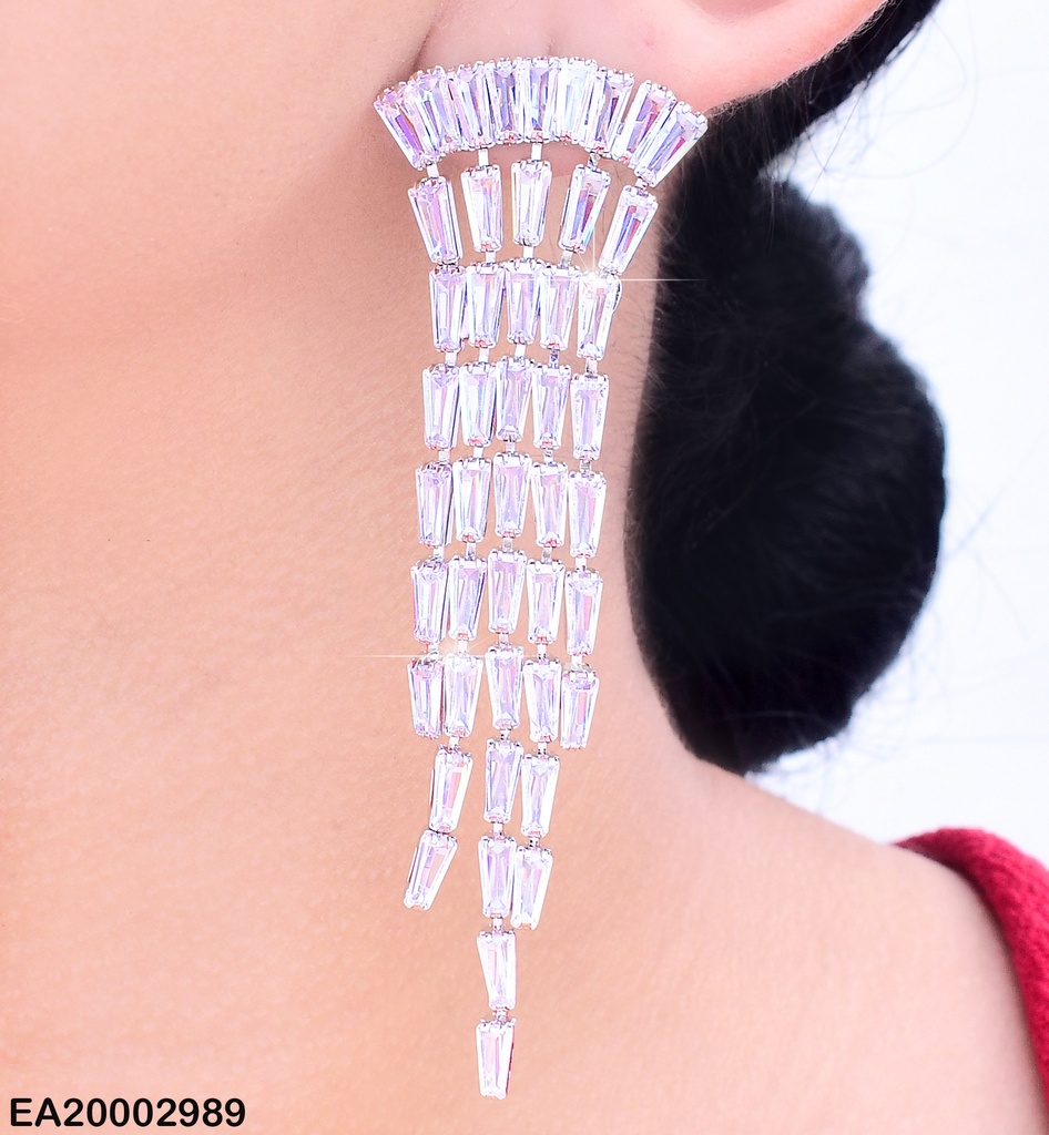 ARETES PLAT. LLUVIA ZIRCONIAS RECT. EE1102-132