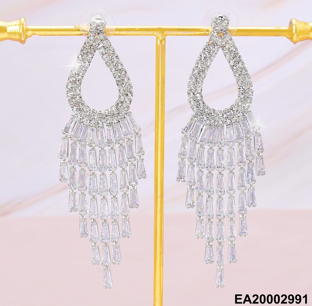 ARETES PLAT. GOTA ZIRC.LINEAS COLGANTES EE1134-132
