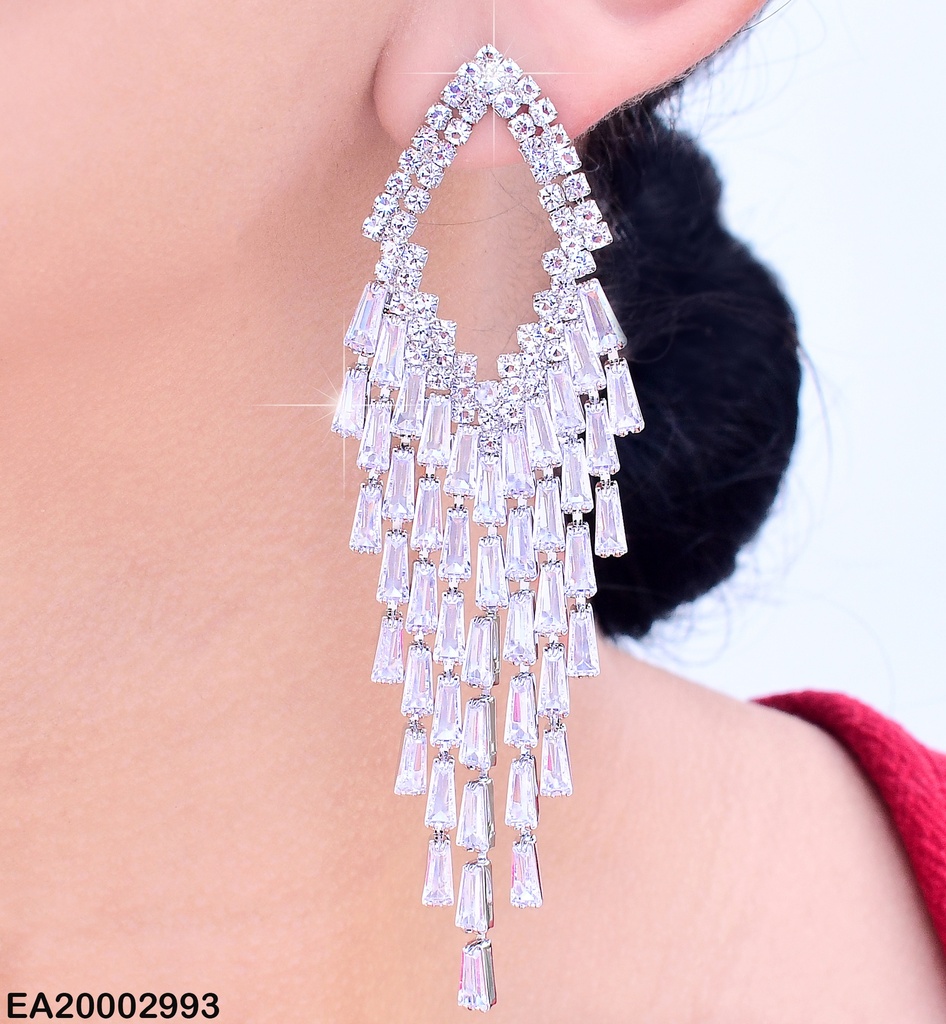 ARETES PLAT. CROQUI ROMBO ZIRC.C/COLGANTES EE1136-132