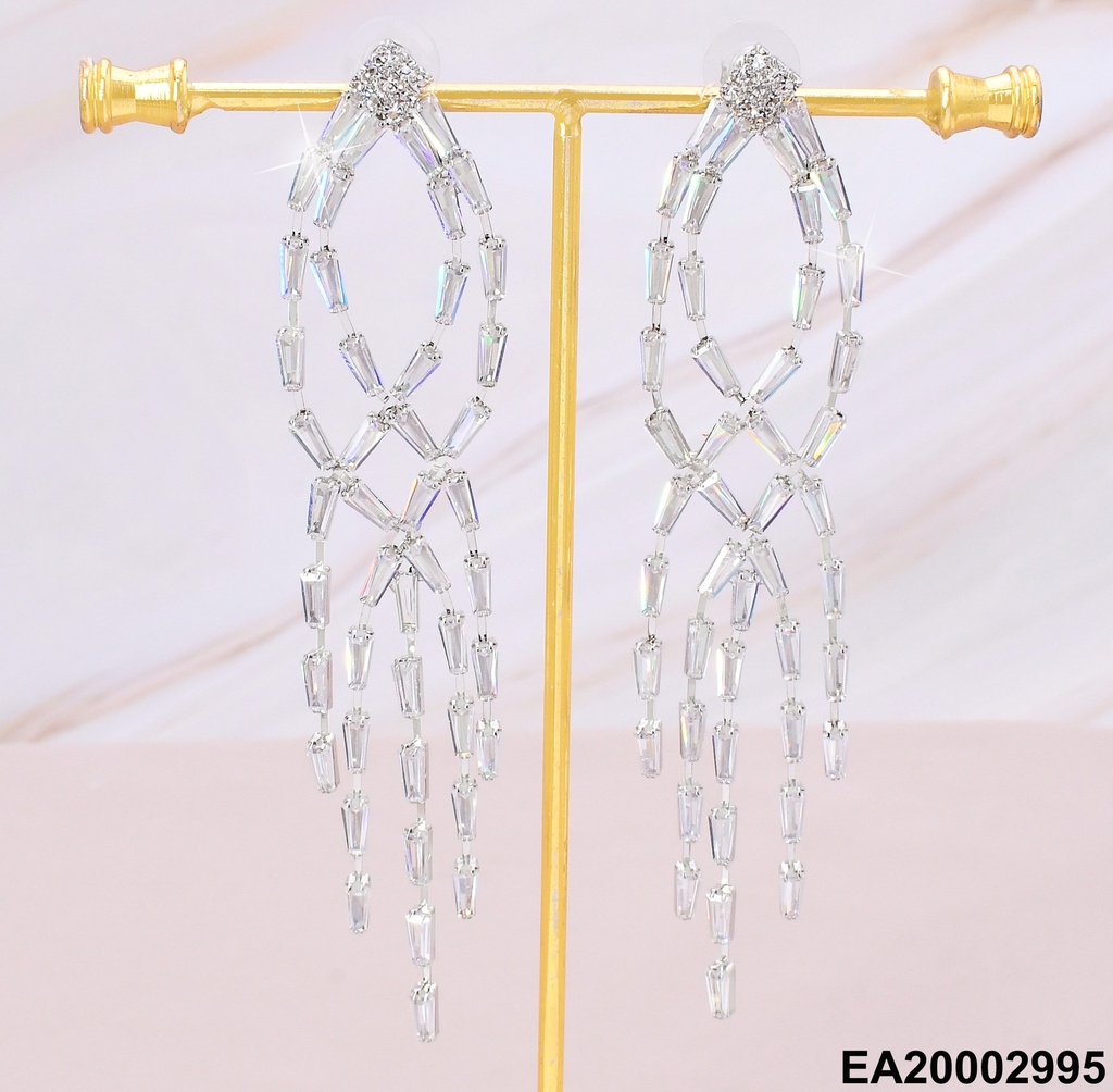 ARETES PLAT. CROQUI OVALO DOBLE C/COLGANTES EE1152-132