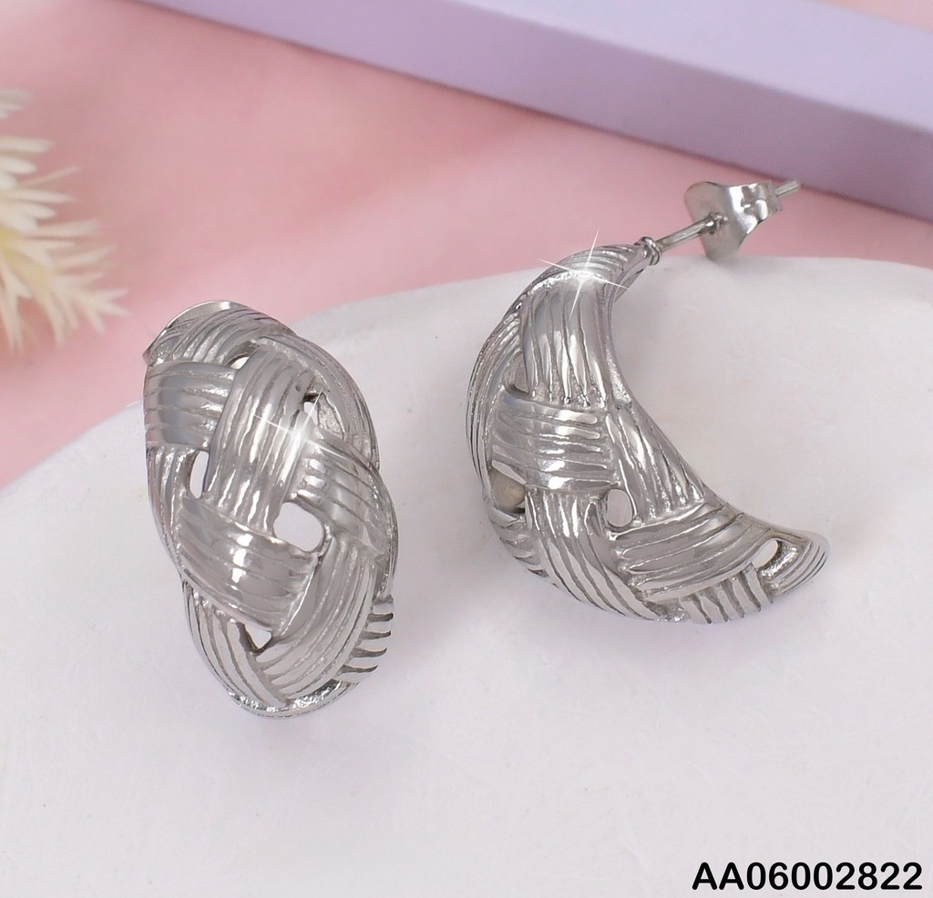ARETES PLAT. "J"TRENZADAS A RAYAS EA807-1