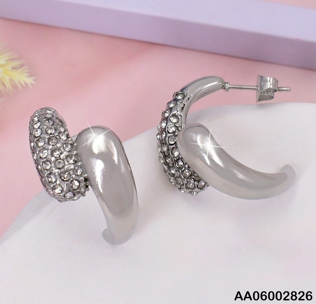 ARETES PLAT. "C" MITAD ZIRC/LISAS EA825-1