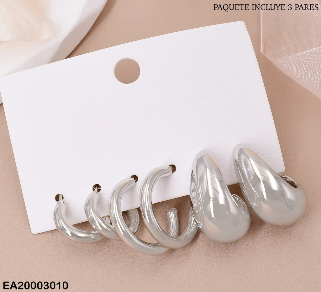 CARTON 3 PARES ARETES PLAT."C"PQ/MD/"J" SE492-9