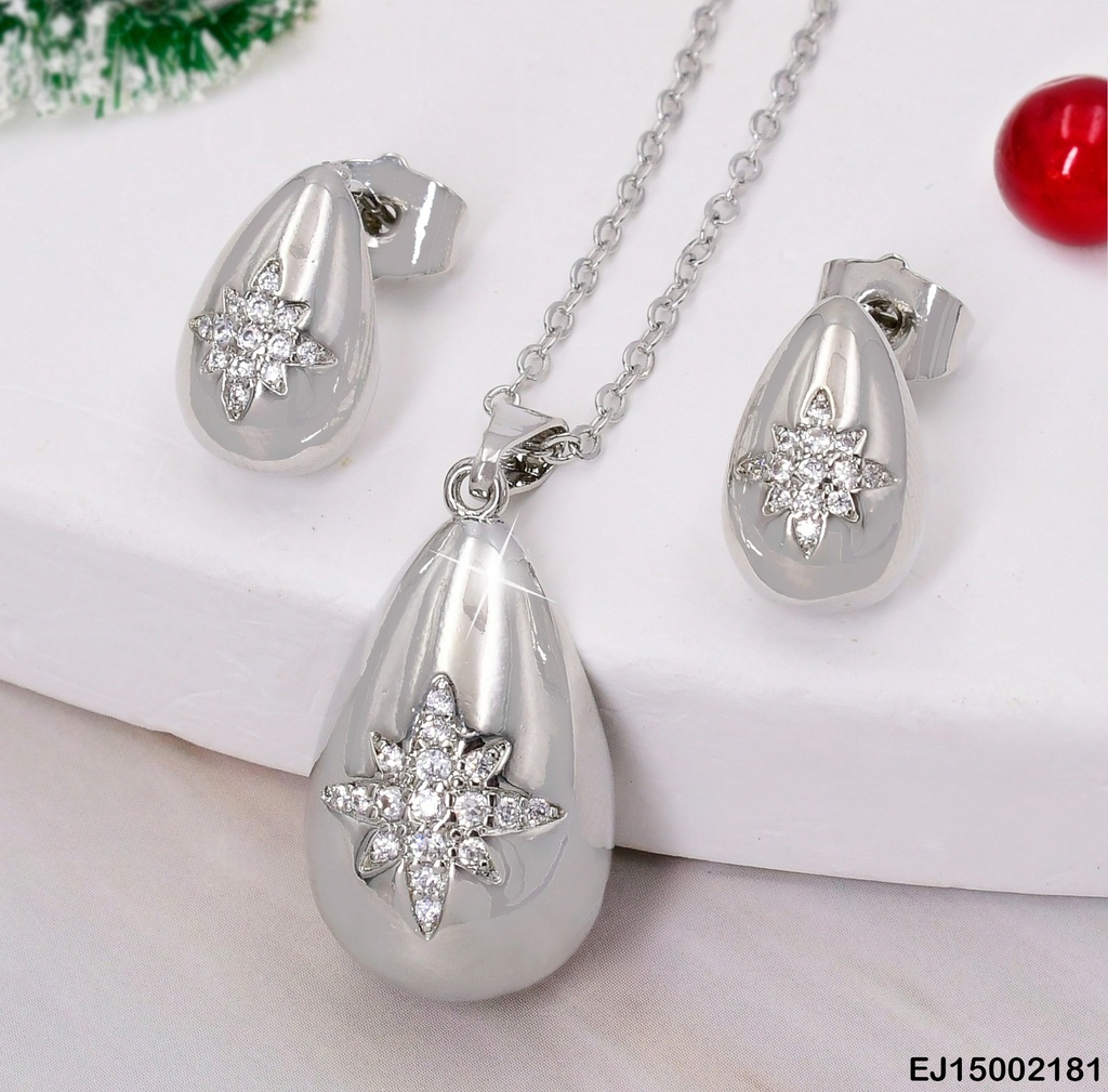 JUEGO PLAT. GOTAS ESTRELLA ZIRCONIAS CENTRO SE547-3