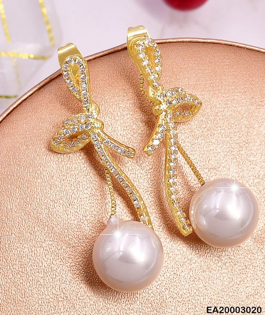 ARETES DOR LAZO ZIRC./ PERLA COLGANTE EE1263-132
