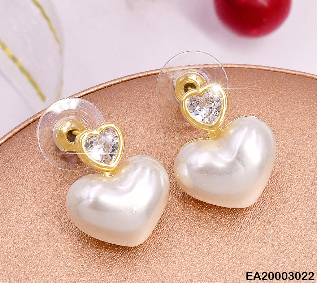 ARETES CORAZON ZIRC./ PERLA EN FORMA DE CORAZON EE1275-132