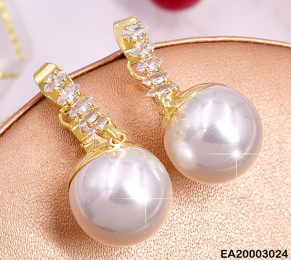 ARETE CON CADENA ZIRC. FRONTAL Y POSTERIOR PERLA COLGANTE EE1300-132
