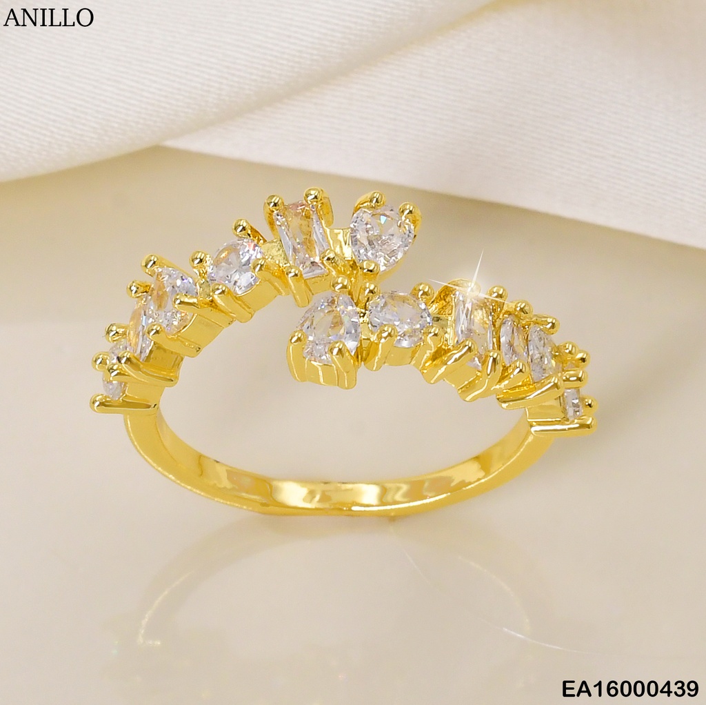 ANILLO DOR DOBLE FILA DE ZIRC. RD/RECT/OVALADAS ENCONTRANDOSE F5788-658