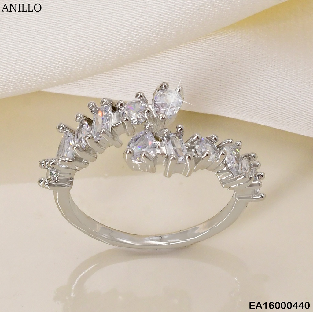 ANILLO PLAT. DOBLE FILA DE ZIRC. RD/RECT/OVALADAS ENCONTRANDOSE  F5788-658