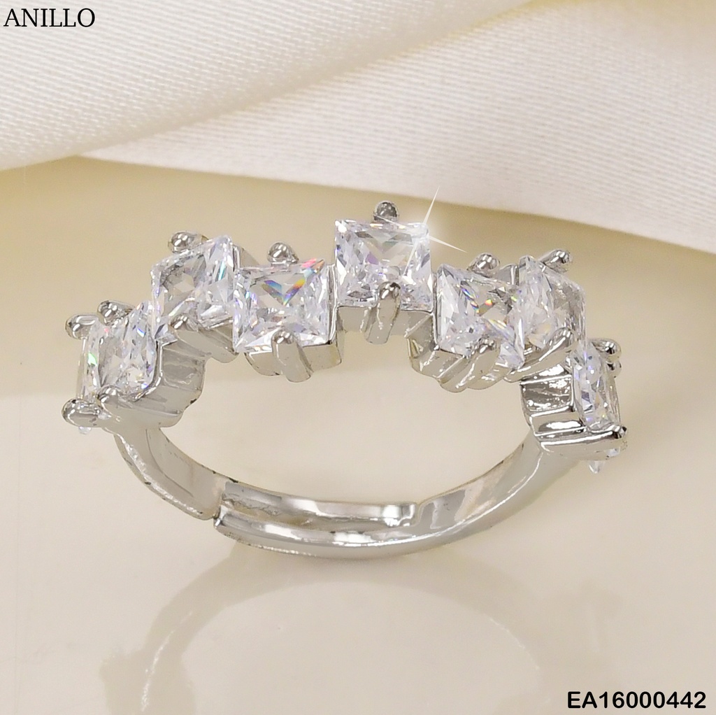 ANILLO PLAT ZIRC. CUADRADAS EN ZIGZAG F5784-658